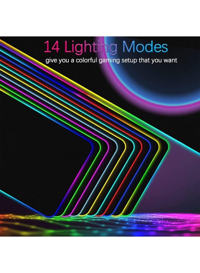 لوحة ماوس الألعاب 002 RGB ، 14 أضواء أنماط USB منافذ فائقة الحجم لينة للغاية وممتدة للغاية، قاعدة مطاطية مضادة للانزلاق لوحة مفاتيح الكمبيوتر حصيرة 31.4 × 11.8 بوصة - Image 4